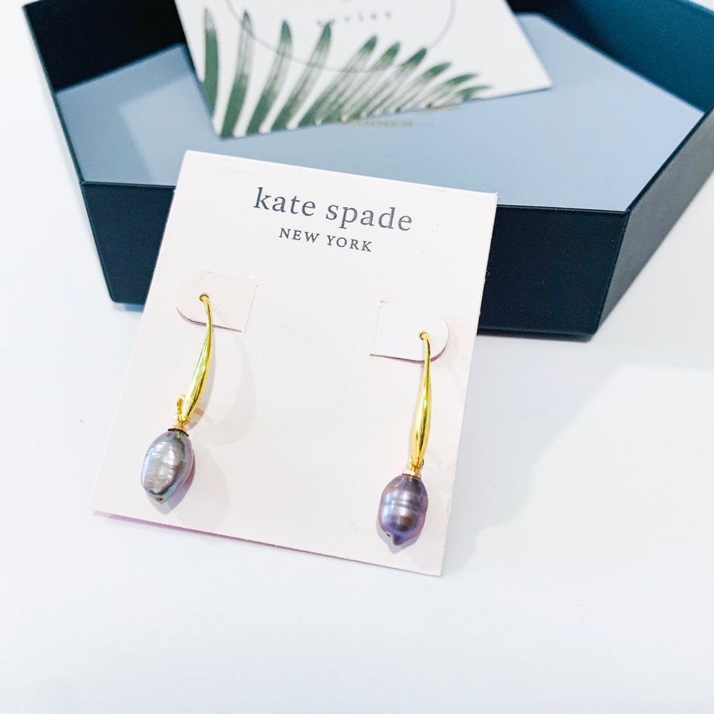 COPY - Kate Spade Gray Pearl Drop Earrings - Picture 5 of 6